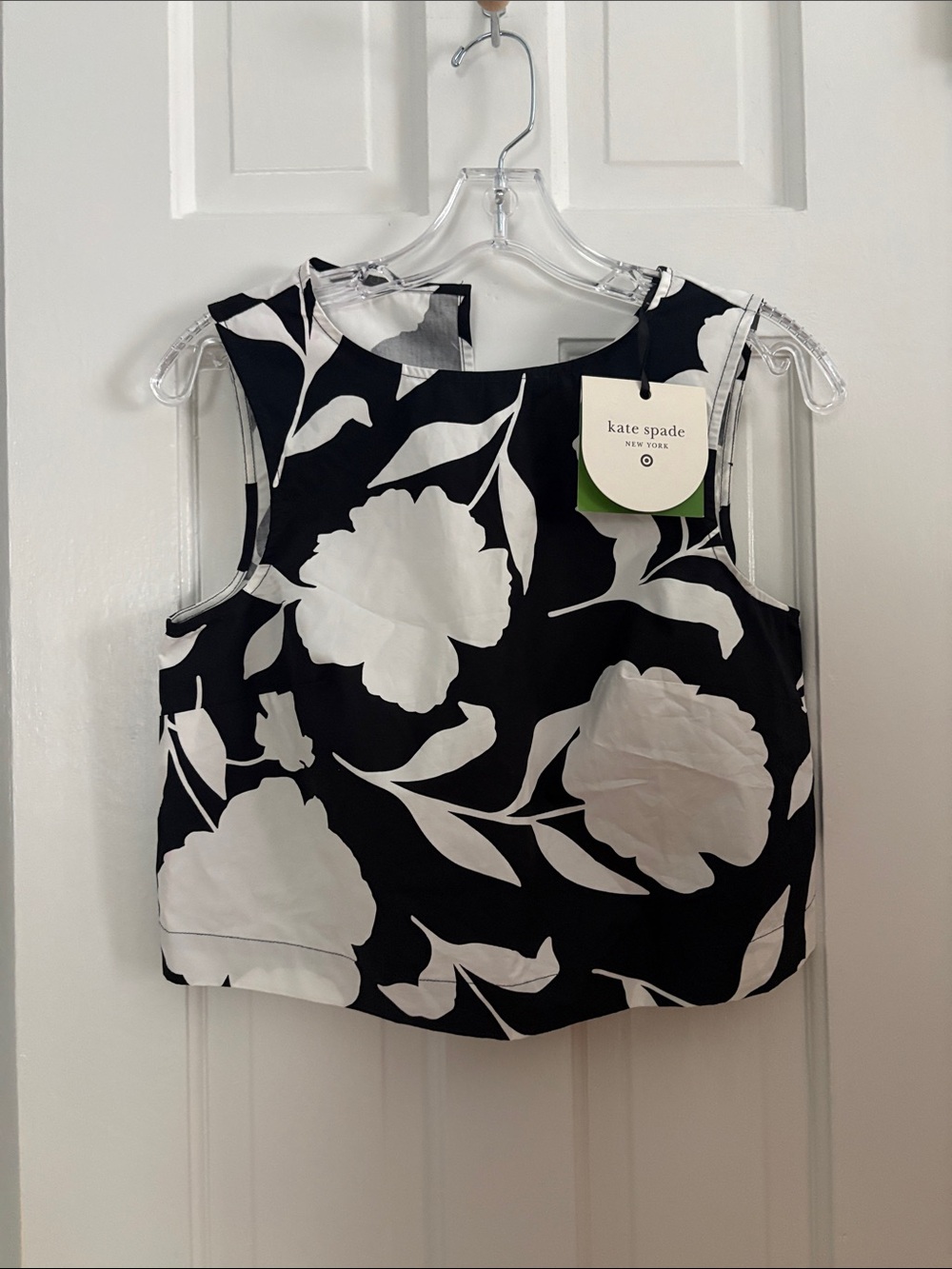 kate spade Black and White Floral Sleeveless Crop Top